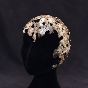 Flow Helmet Cap Laser cut, 18K Gold plate Golden shoal