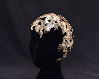 Flow Helmet Cap Laser cut, 18K Gold plate Golden shoal