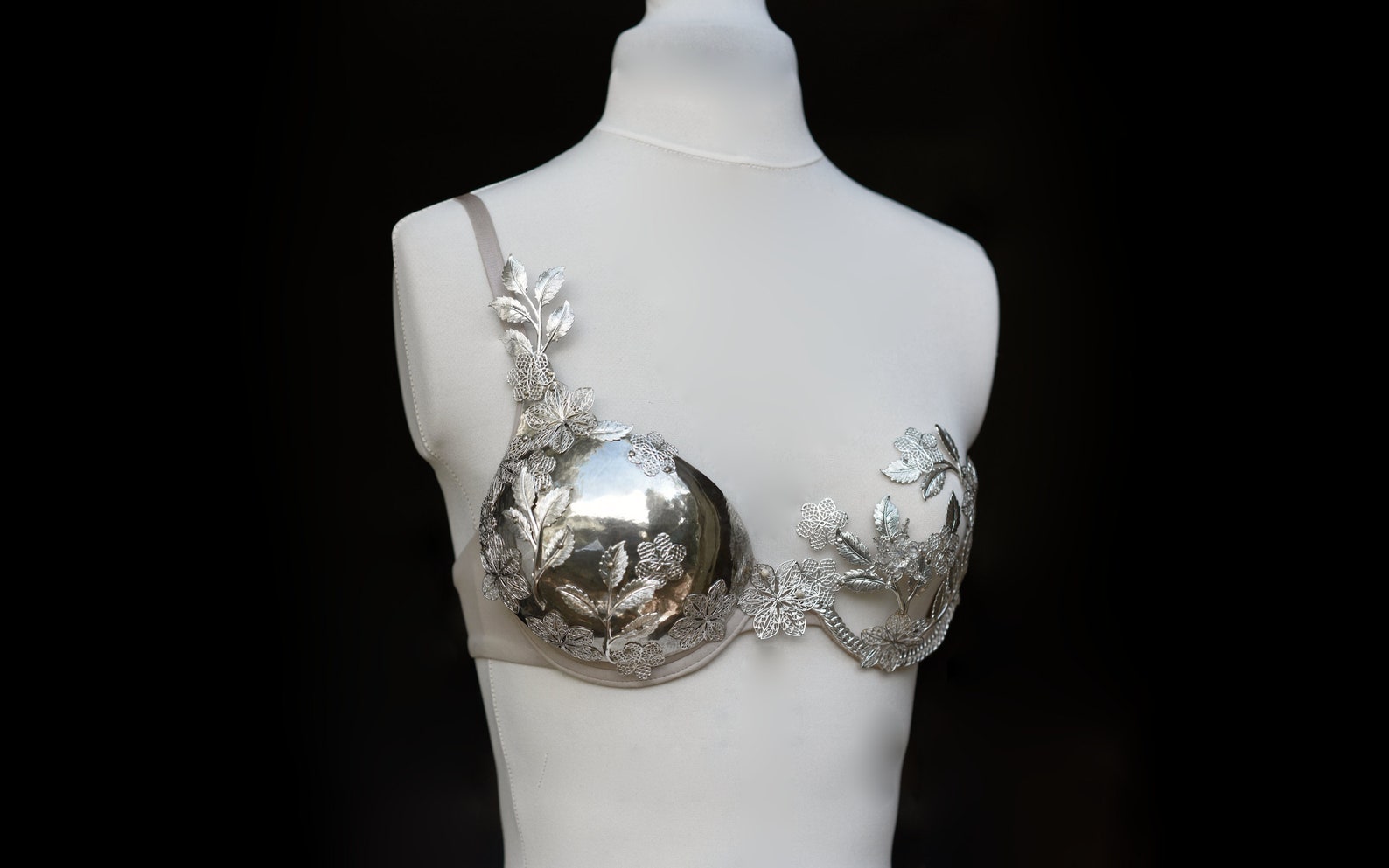 Metallic Panel Bra Sterling Silver Plated Asymmetrical Metal Bra - Etsy