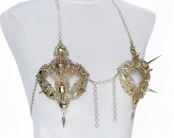 GOLD Metal Bra with Swarovski crystals
