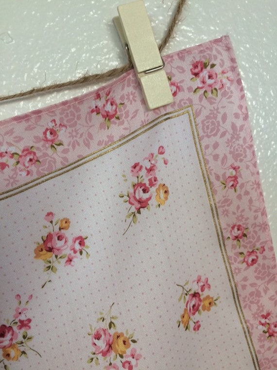 Hankie with Mauve Toile Roses