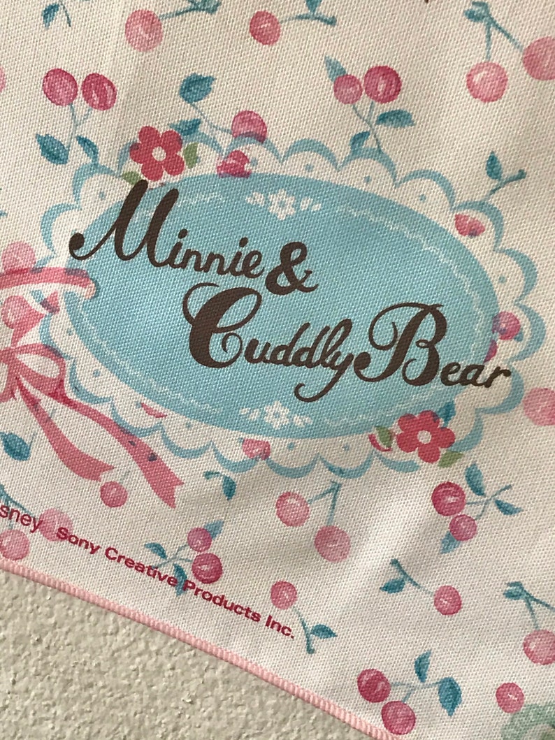 Eiffel Disney Minnie Japanese Napkin Pink And Blue Gingham with Roses