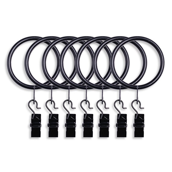 Black Curtain Rings With Clips 1 5 Inch 2 Inch Heavy Duty Rod Etsy