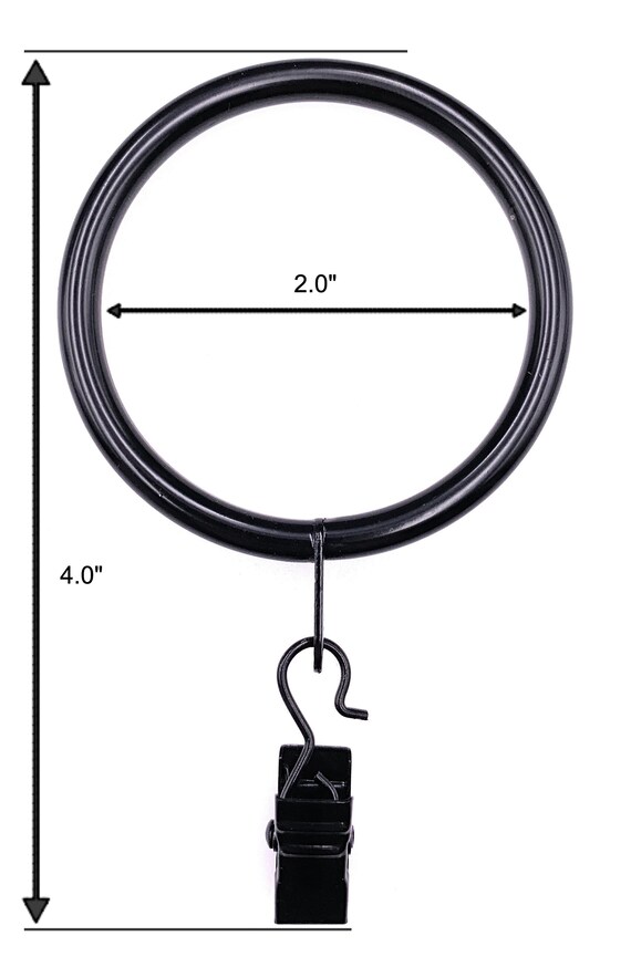 Black Curtain Rings With Clips 1 5 Inch 2 Inch Heavy Duty Rod Etsy