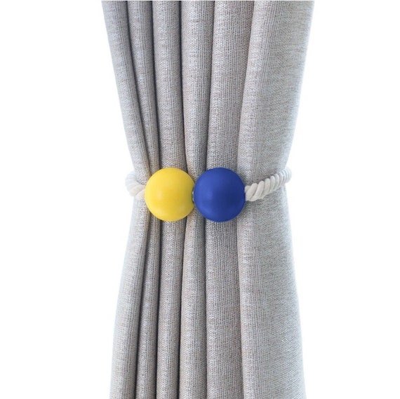 Wooden Ball Magnetic Curtain Tiebacks Drapes Rope Tieback Etsy