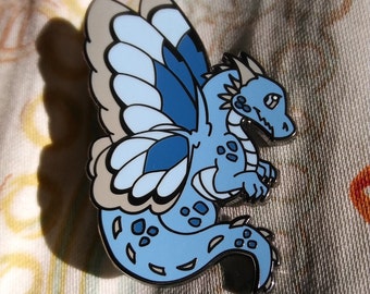 Small Blue Butterfly Dragon 1.5 Inch Hard Enamel Pin