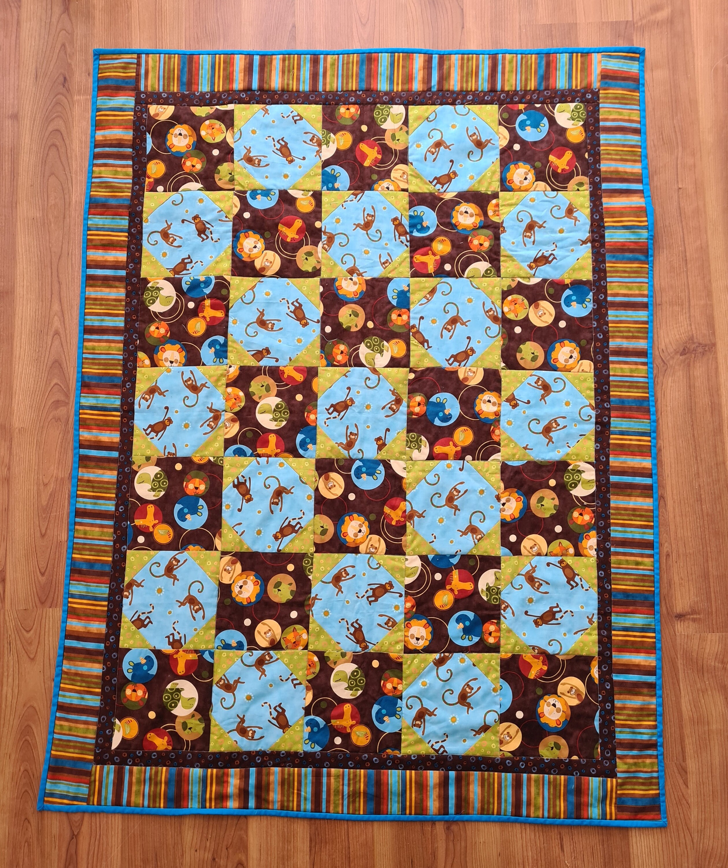 Jungle Animals Quilt - Monkey Quilt - Handmade Baby Quilt - Baby Play ...