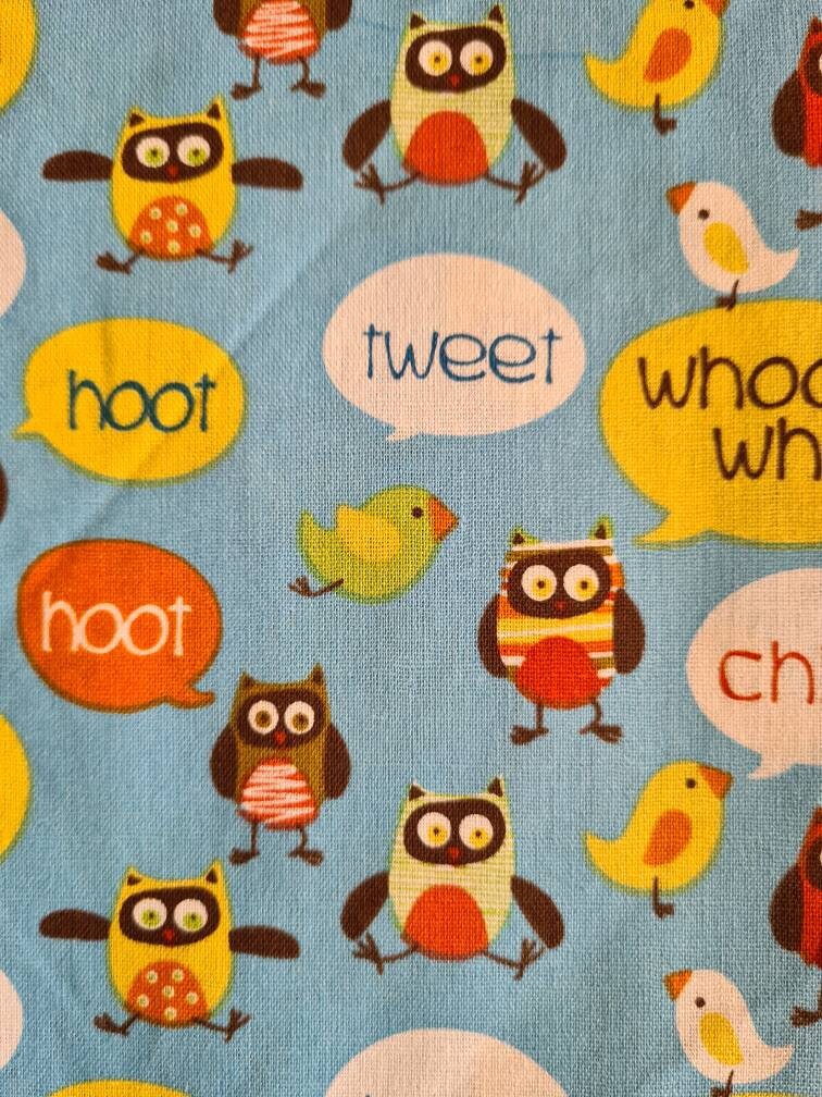 Owl Fabric - 100% Cotton quilting Fabric - 1/2 metre