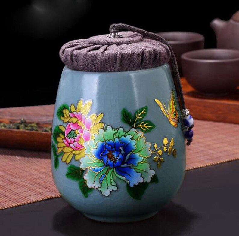 Vintage Tea Jar Tea Canister Ceramic Tea Caddy Ancient Tea Etsy