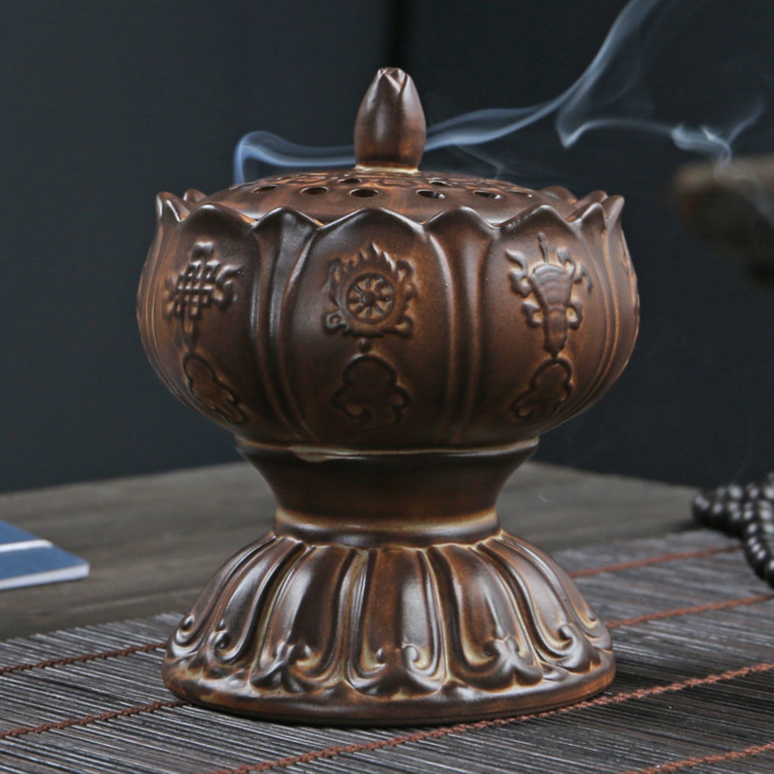 Incense Burner Plate Incense Burner Zen Ceramic Red Sand Lotus Etsy