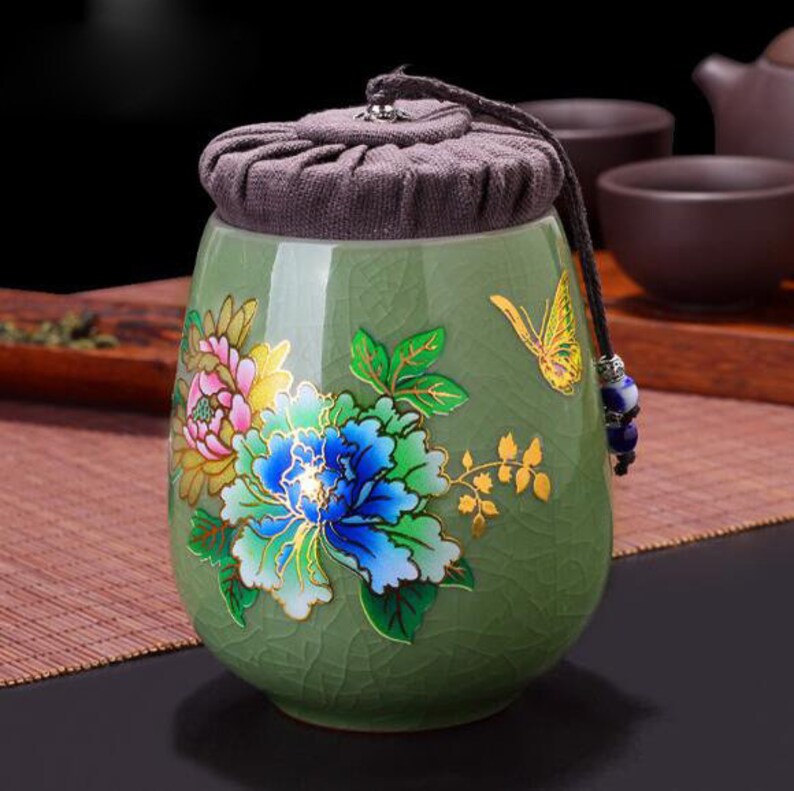 Vintage Tea Jar Tea Canister Ceramic Tea Caddy Ancient Tea Etsy