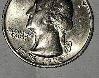 Two bicentennial 1-1776-1976 D and 1 no mint quarter-see photos and 1 2014 Tennessee  .999 silver quarter