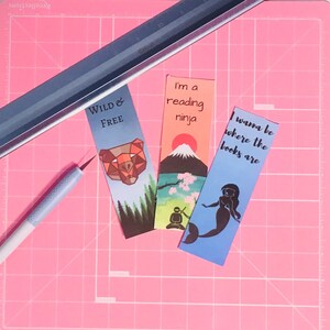 BOOKMARKS, Printable Bookmarks, Assorted Colorful Digital Bookmarks, Digital Download, Bear, Ninja, Mermaid, Instant Download, Watercolor