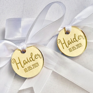 Etiquetas acrílicas de boda personalizadas, etiquetas de espejo acrílico hechos a medida, Día de San Valentín, logotipo del nombre de las letras, etiquetas de baby shower, etiquetas de bienvenida para bebés