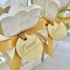 Custom Acrylic Mirror Tags, Valentines Day,Chocolate Favors, Lettering Name Logo, Baby Shower, Personalized Round Mirror Tags,,Gift Tag,