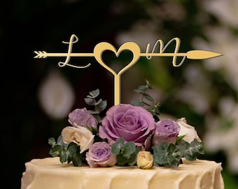 Eerste Cake Topper, Bruidstaart Topper, Naam Initial Cake Topper, Gepersonaliseerde Cake Topper, Wedding Decor, 2 Letter Cake Topper