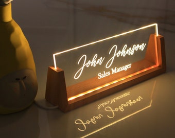 Personalisierte Schreibtisch Namensschilder - Schreibtisch Namensschild aus Holz - Büro Dekor - Büro Accessoire Geschenke - Geschenk Neues Büro - Arbeitsabzeichen