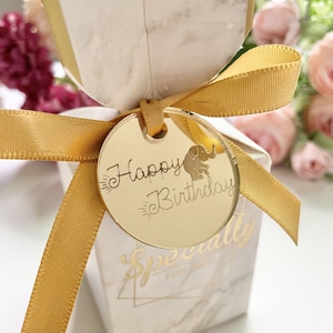 Custom Acrylic Mirror Tags, Birthday Tags,Chocolate Favors, Lettering Name Logo, Baby Shower, Personalized Round Mirror Tags,Gift Tag,