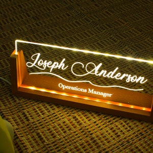 Custom Lighted Office Decor Gifts - Personalized Name Plate for Desk - Name Plate Sign - Desk Acrylic Plaque - New Job Gift