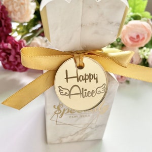 Gold Acrylic Mirror Tags,Birthday Tags,Chocolate Favors, Lettering Name Logo, Baby Shower, Personalized Round Mirror Tags,,Gift Tag