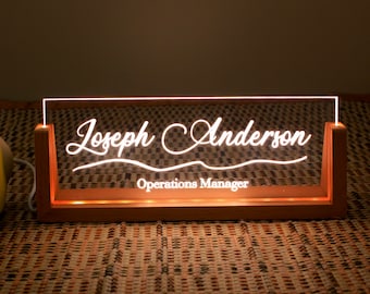 Personalized Wooden Desk Name Plate - Office Accessory Gifts - Gift for Boss - Gift New Office - Desk Wood Name Plate - New Job