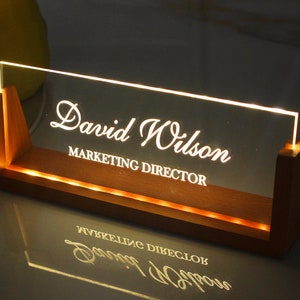Personalized Wooden Desk Name Plate - Office Nameplate Decor - Office Accessory Gifts - Gift for Boss - Gift New Office - New Job Gifts -