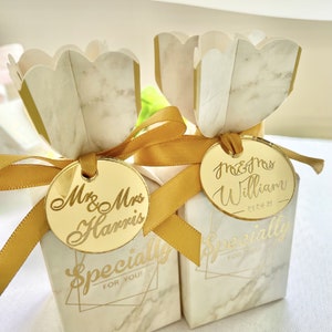Espejo acrílico Etiquetas de regaloEtiquetas personalizadas, Favores de boda, Logotipo de nombre de letras, Etiquetas de caja de regalo para ocasiones especiales, Etiquetas de espejo redondo personalizadas