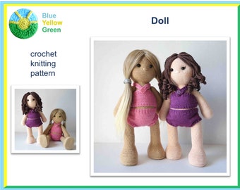 Crochet/ knitting pattern Doll, amigurumi toy pdf