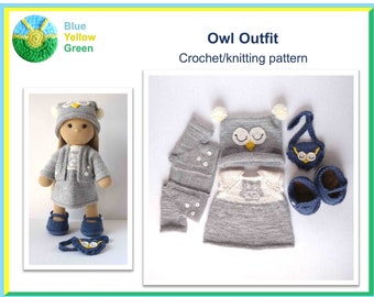 Crochet/ knitting pattern Owl Outfit, amigurumi toy pdf