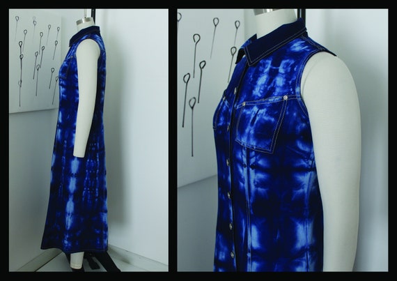 90s vintage denim dress,summer dress,long vest,sh… - image 3