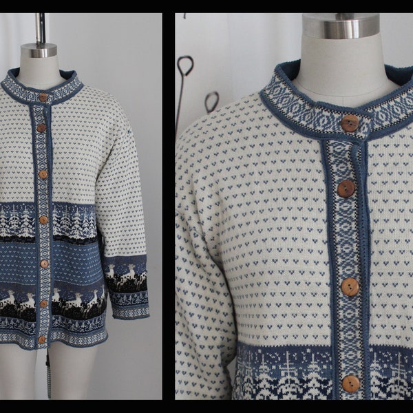 Vintage 90s Norwegian sweater, pure wool, Norwegian cardigan,size M,size 10,size40,Scandinavian cardigan