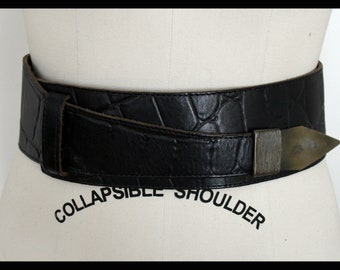 Vintage 80s leather belt,boho style belt,Chunky Genuine Leather Belt