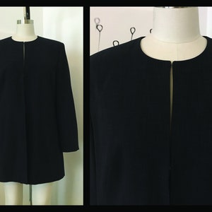 vintage 90s jacket,minimalistic style  jacket,dark blue,size 46,size14