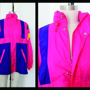 Vintage  Rainjacket,multicolored,color blocking,waterproof jacket,outerwear,windbreaker,Hood, Shell, M