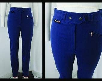 Stretchy horseback riding broek, Paardensport, blauw, size40, size10, Activewear, slim fit lederen patch