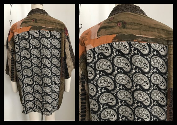 Vintage 80s Mens Silk Shirt,Buttons down ,Hawaiia… - image 3