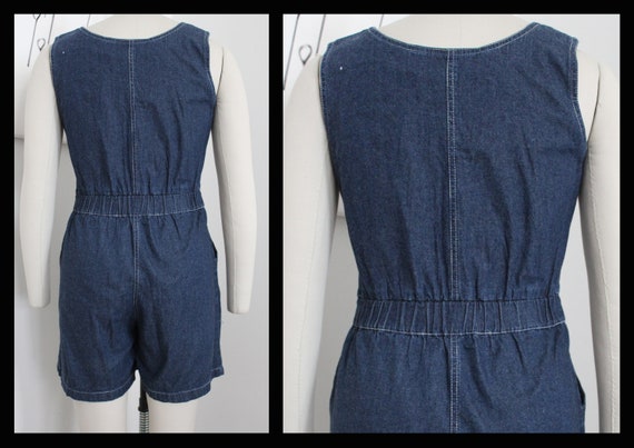 Vintage Denim Summer Shorts Overalls,M, orange,On… - image 3