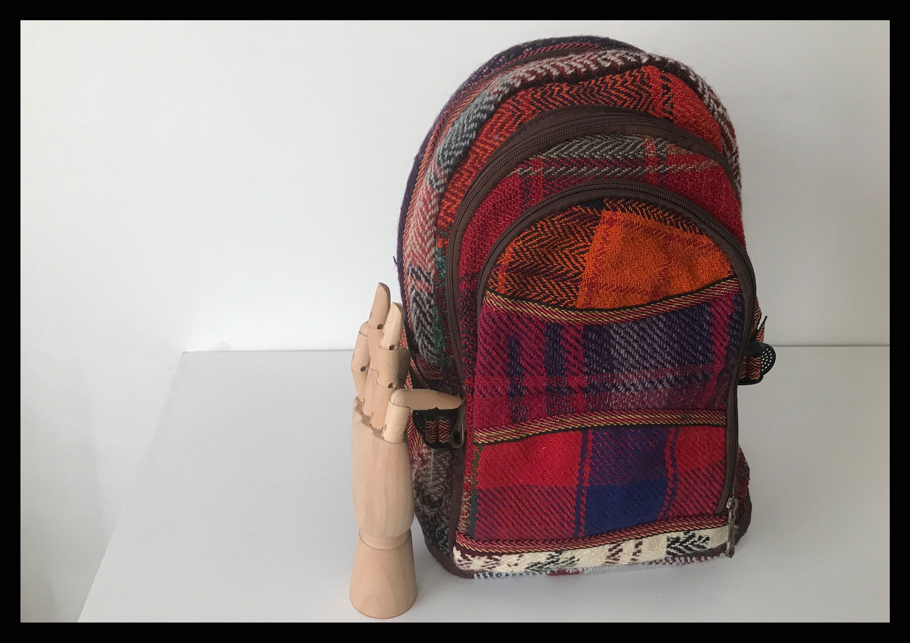 Vintage 90s fabric Moroccan medium back pack ,ethnic bag ,oriental bag,boho style,patchwork back pack