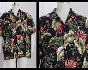 Vintage Men's Hawaiian Shirt ,Hipster,Tropical Shirts , Hippie,vacation, holidays, surfing button down,Hawaii,sizeXL,summer Beach shirt