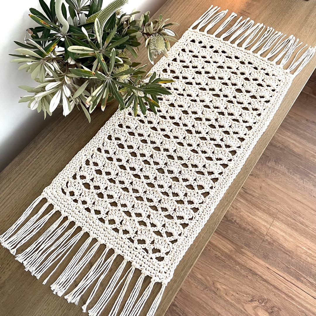 Crochet Dining Table Runner Boho Home Decor Etsy
