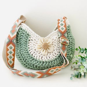 Crochet bag, boho crossbody bag for women, gifts for sister, unique gifts for best friend, festival bag, adjustable strap image 5