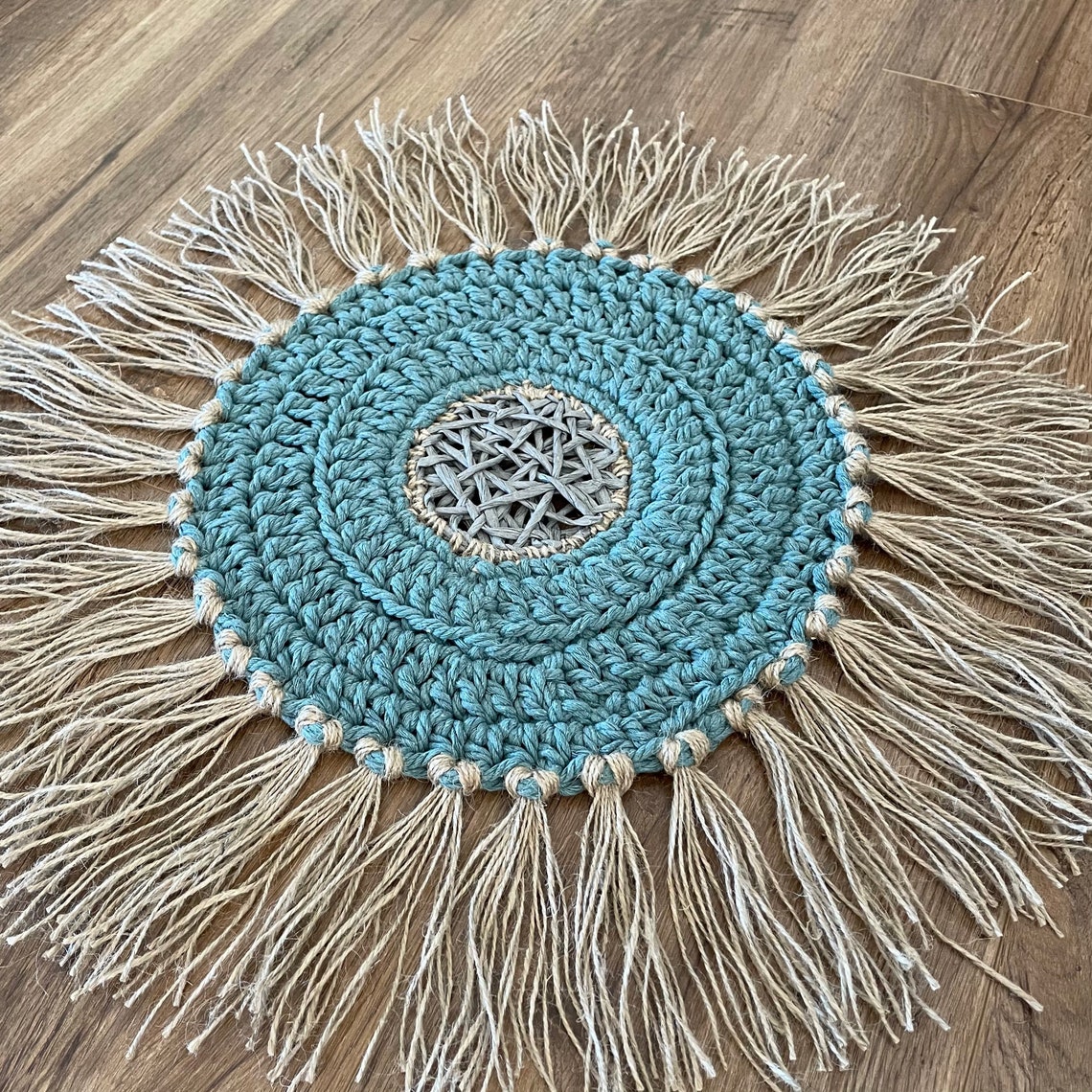 Crochet Boho Round Placemat Cotton Bench Mat Etsy