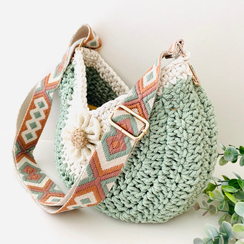 Crochet bag, boho crossbody bag for women, gifts for sister, unique gifts for best friend, festival bag, adjustable strap image 7