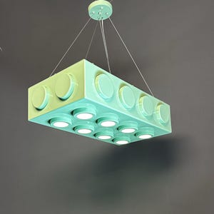 Lego Design Pendant Light, Kids Room Ceiling Lamp, Colorful Block Chandelier