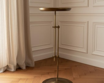 Adjustable Antique Brass C Table, Modern Sofa Accent Drink Stand