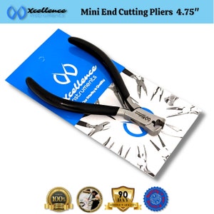 Xcellence Mini End Cutting Pliers, Jewelry Making Repair Tool, Black PVC Non-Slip Grip, 4.75&quot;