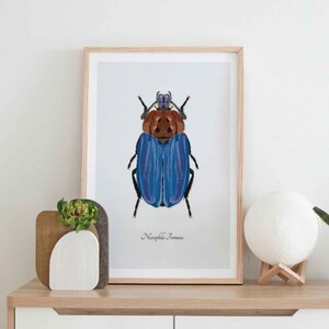 Necrophila Formosa Illustration, Insekt Wand Kunst, Sofortiger Download Insekt Poster, verträumtes Käfer Portrait, Insekten Wand Dekor