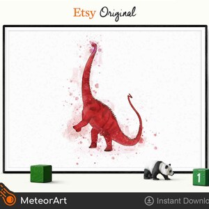 Watercolor Diplodocus Dinosaur Nursery Illustration, Dinosaur Print, Kids Dinosaur wall Art, Boy Room Wall Decor, Kids room Dinosaur Decor