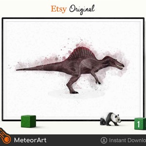 Aquarell Spinosaurus Dinosaurier Kinderzimmer Illustration, Dinosaurier Druck, Kinder Dinosaurier Wandkunst, Jungenzimmer Deko, Kinderzimmer Dinosaurier Deko