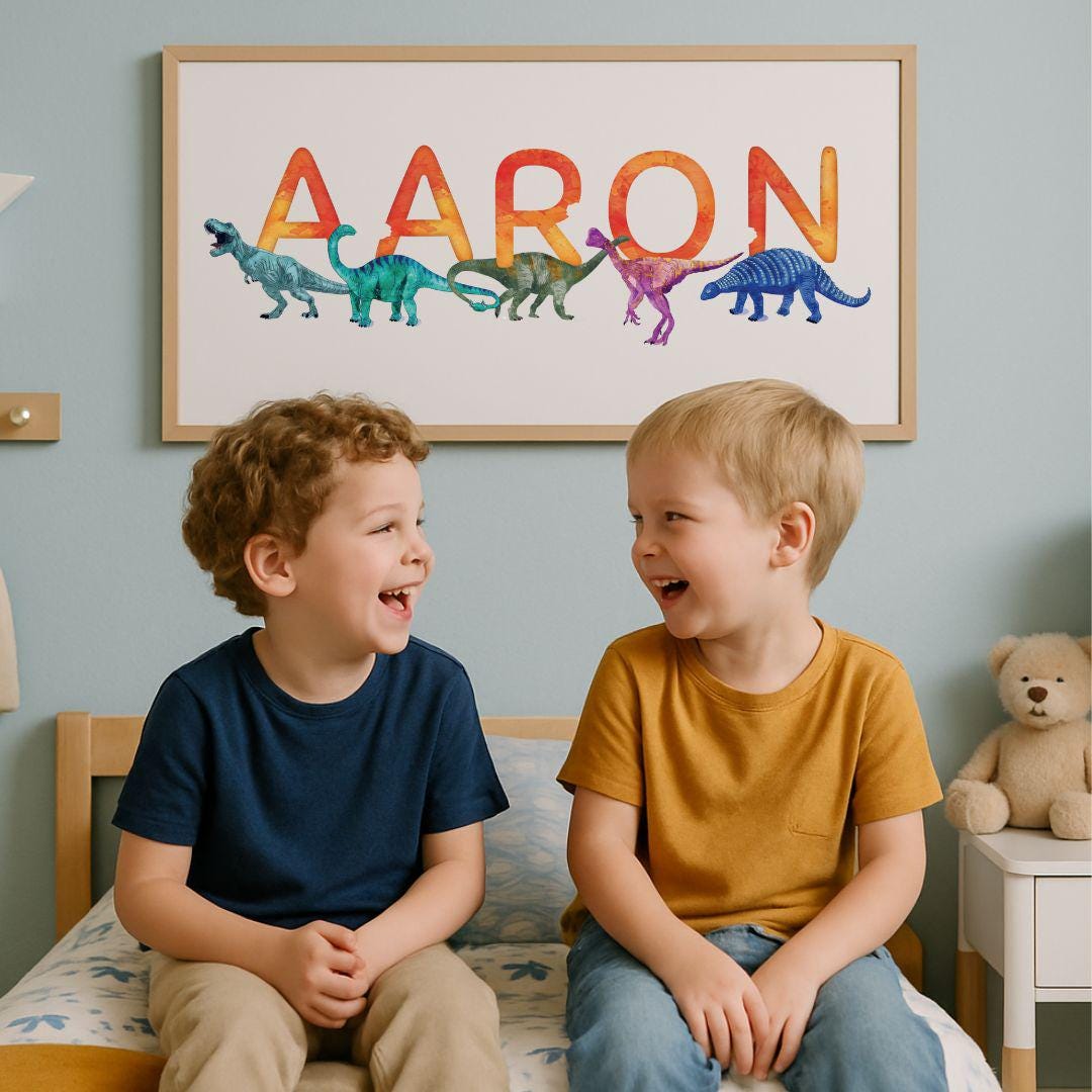 Custom Dinosaur Name Print, Personalized Boys Nursery Art (digital ...